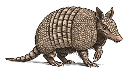 Obraz premium Nine-banded Armadillo: A Detailed Illustration