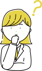 疑問を感じるスーツの若い女性