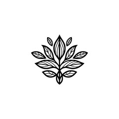 Elegant Black and White Botanical Logo Design with Leaves