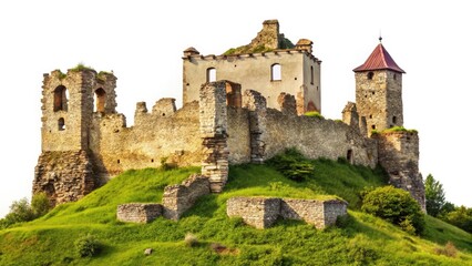 Panoramic View: Berezhany Castle Ruins, Medieval Stone Architecture, Ukraine