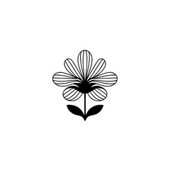 Minimalist Black Flower Illustration on Gradient Background