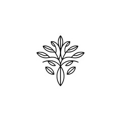 Minimalist Tree Icon: Black Outline on White Background