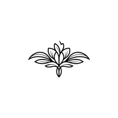 Minimalist Floral Logo - Black Line Art, Modern Design Element