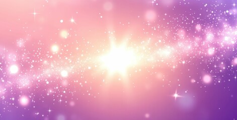 Fototapeta premium A luminous burst of ray and beam light radiates glitter bokeh outward, casting beams of pink purple and pastel tones in a mesmerizing star display.