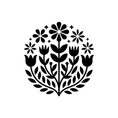 Minimalist Floral Mandala in Black & White: Scandinavian Design