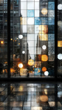 Fototapeta Rainy Night Cityscape Viewed Through a Glass Window