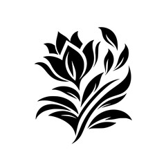 Elegant Black & White Floral Design on White, Vector Art