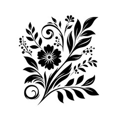 Elegant Floral Silhouette Design in Black and White