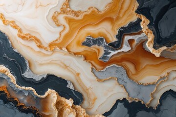 Fototapeta premium Contemporary Cream Marble Scenery with Amber and Slate Hues for Artistic Canvas Background