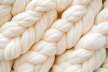 Creamy White Chunky Knit Blanket Texture Background, Cozy and Soft for Winter Concepts