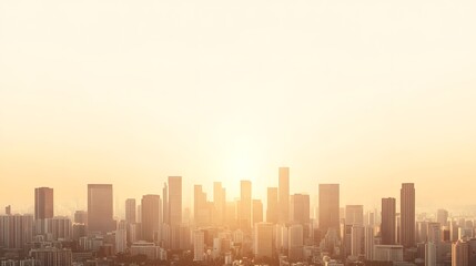 Fototapeta premium Golden Hour Cityscape Skyline Panorama at Sunset Urban Buildings