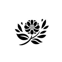 Minimalist Black Floral Illustration on White Background