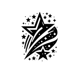 Starry Burst Graphic: Black & White, Modern, Festive, Design Element