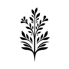Minimalist Black & White Floral Design Element