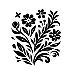 Black Floral Vector, Minimalist Design, Decorative Element