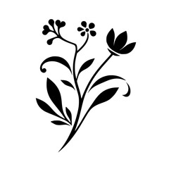 Elegant Black Flower Vector Design on White Background