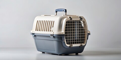 High-angle Drone Photography of Hard-sided Pet Carriers on Clean White Background for Pet Product Promotions