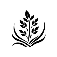 Minimalist Black Plant Logo Design