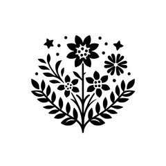 Black and White Floral Silhouettes: Decorative Design Element