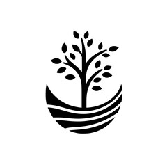 Minimalist Tree Logo, Black and White, Nature-Inspired Design