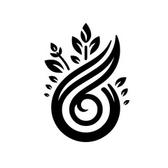 Elegant Black and White Floral Swirl Logo Design, Nature Inspired