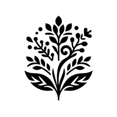 Black and White Floral Ornament: Elegant Minimalist Design