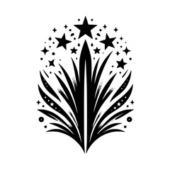 Festive Black & White Burst with Stars
