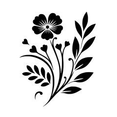 Elegant Black and White Floral Design Element