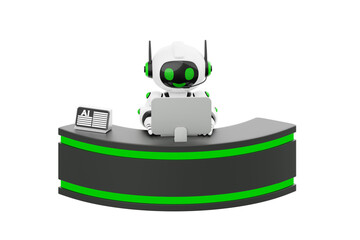 AI Robot Answering Calls 3D Character Illustration.