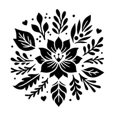 Fototapeta premium Floral Mandala Vector in Black & White, Decorative Design