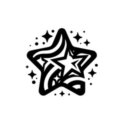 Black & White Starburst Graphic, Modern Design on White