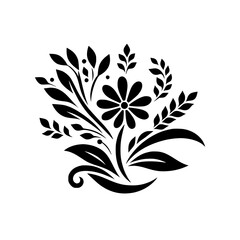 Black Floral Silhouette Design on White Background