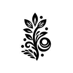Elegant Black Floral Motif: Vector Design Element, White Background
