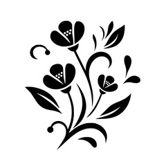 Elegant Black Floral Vector Design on White, Decorative Flourish
