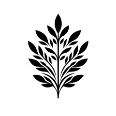 Minimalist Black Leaf Silhouette on White, Emblem Design