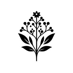 Minimalist Black Floral Illustration on White Background