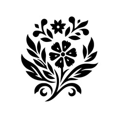 Black Floral Silhouette on White: Elegant Design Element