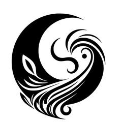 Black and White Swirl Design - Minimalist, Decorative, Elegant Logo Element