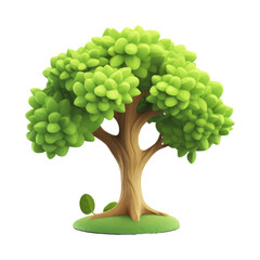 Front view of 3d tree with leaves and trunk © Sazzad