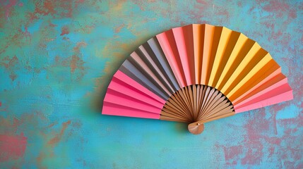 Vibrant Gradient Paper Fan - A Stunning Decorative Piece