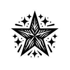 Obraz premium Ornate Black Starburst Icon on White Background