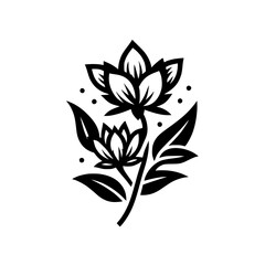 Elegant Black and White Lotus Flower Illustration, Minimalist Floral Design