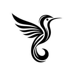 Obraz premium Minimalist Hummingbird Logo in Black and White, Modern Design
