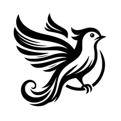Minimalist Black & White Bird Logo: Abstract Design