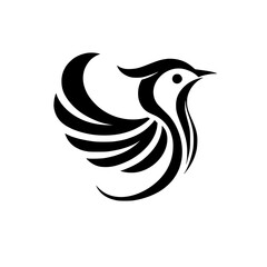 Stylized Bird Logo: Black & White Abstract Design on White