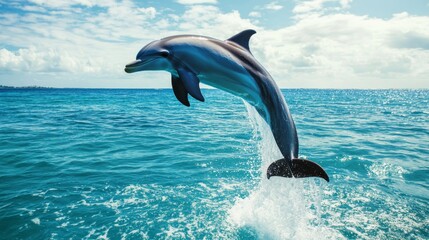 Fototapeta premium Majestic Dolphin Leaping in the Ocean