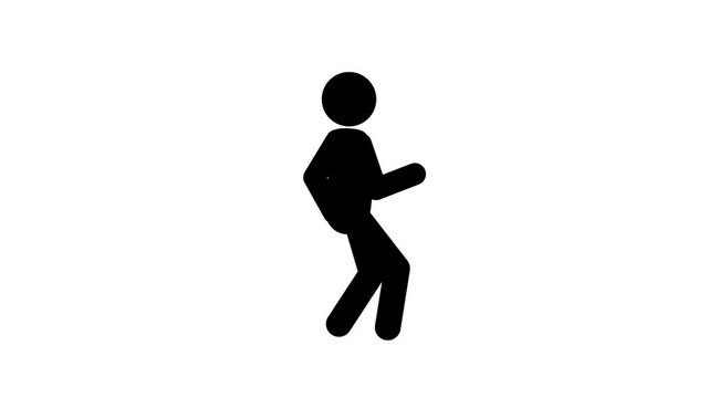 running man on white background, sticks stickman figure runs, fast run