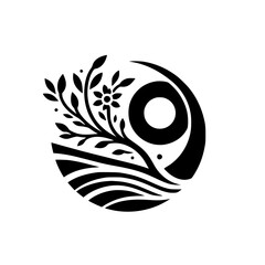 Minimalist Floral Design: Black & White Symbolic Nature Art