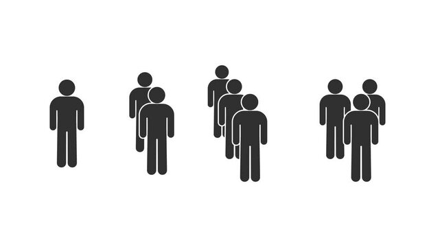 group of people, crowd, set of icons stick man figure stickman standing, on white and green chromakey background