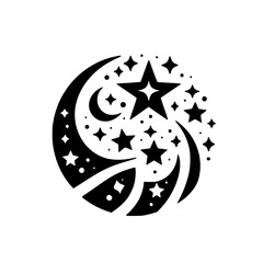Celestial Vector Illustration: Moon, Stars, and Mystical Design